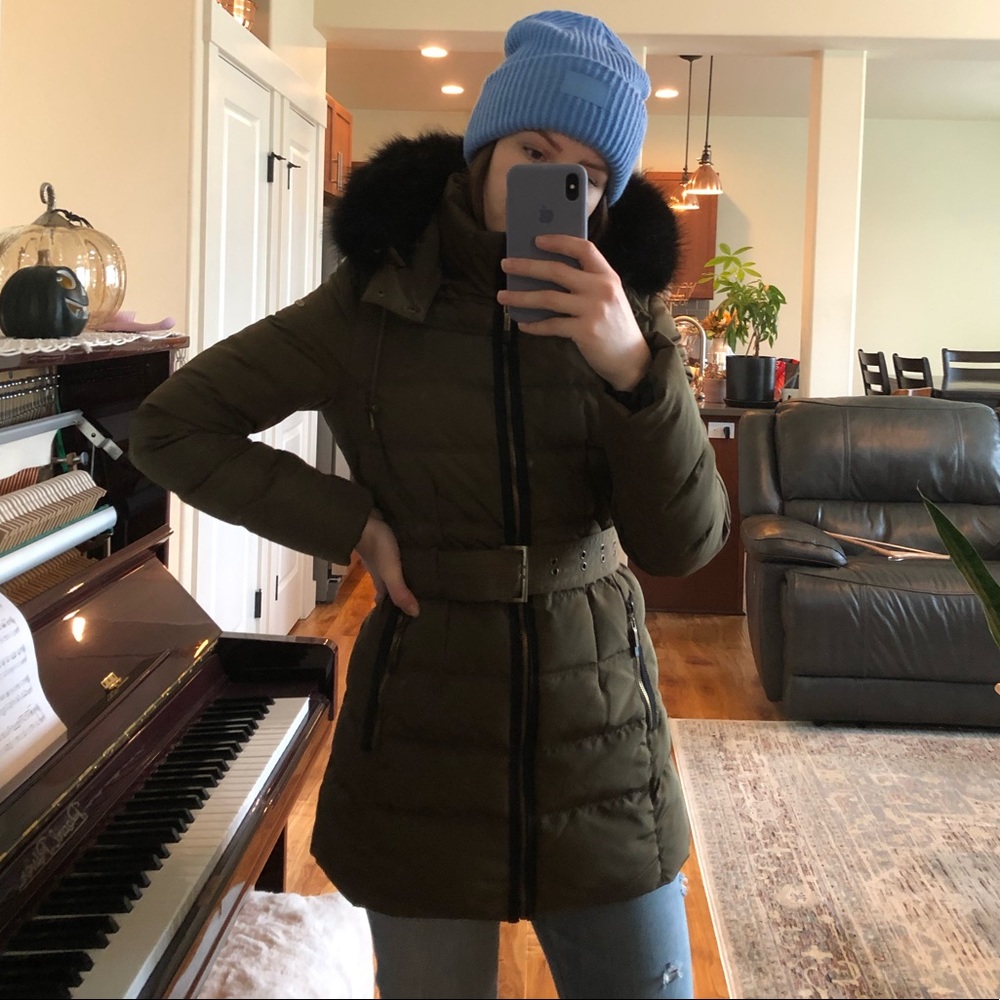 Furry hooded puffer jacket #superpuff